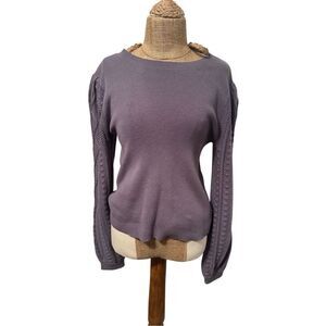 Splendid textured blouson sleeve sweater pullover sz small purple NEW
